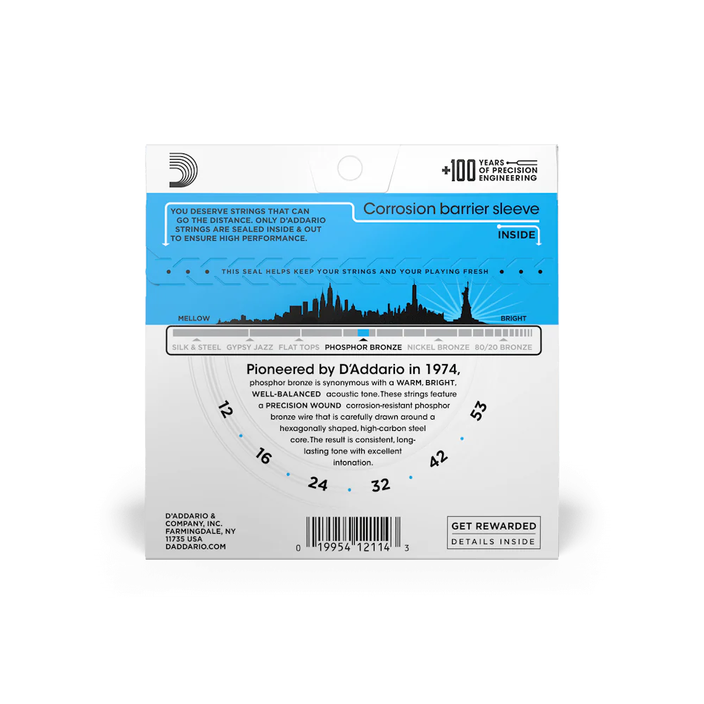 D'Addario EJ16-E Phosphor Bronze Acoustic Strings Light - .012-.053 (FREE Extra 1st String) - Image 3