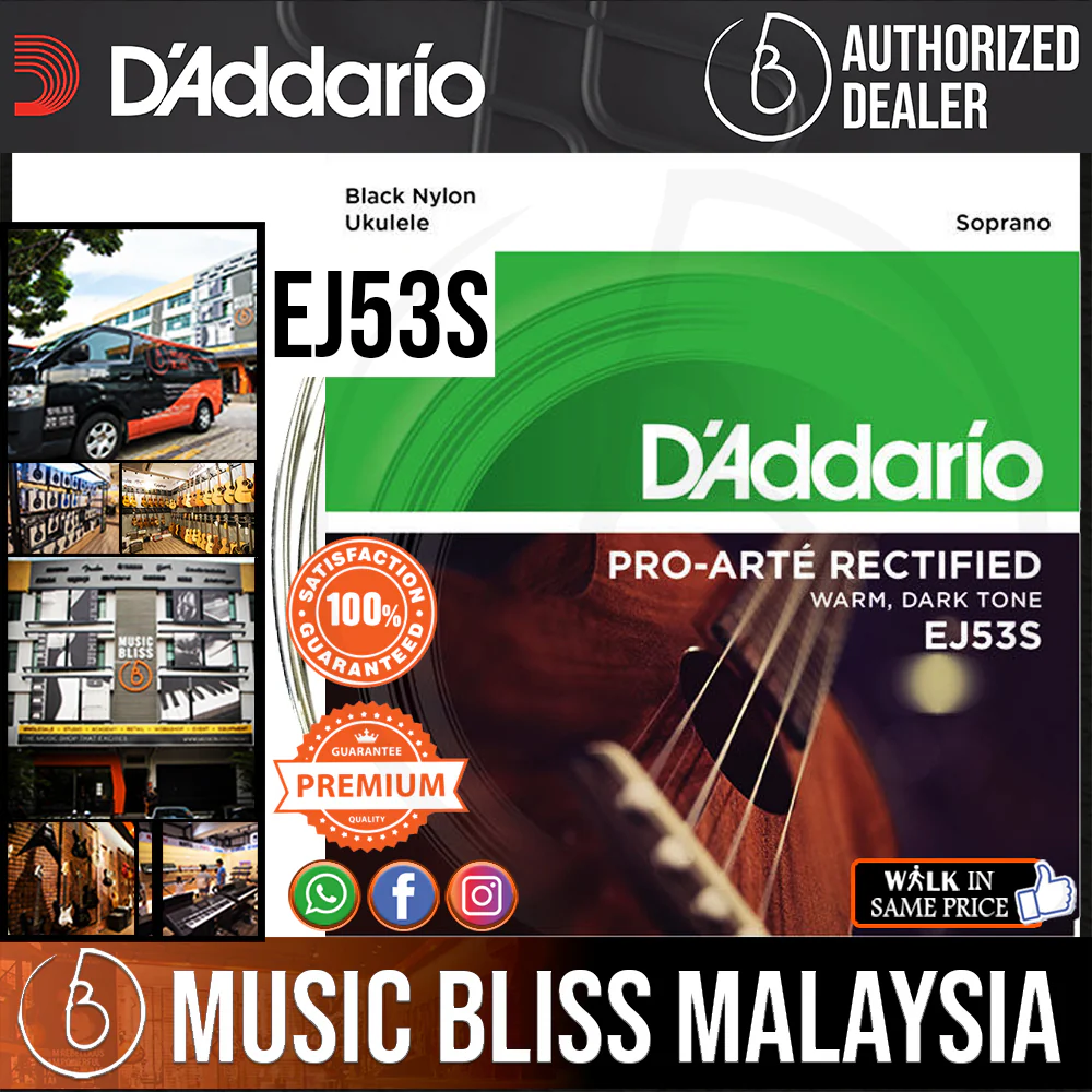 D'Addario EJ53S Pro-Arté Rectified Ukulele Strings, Soprano