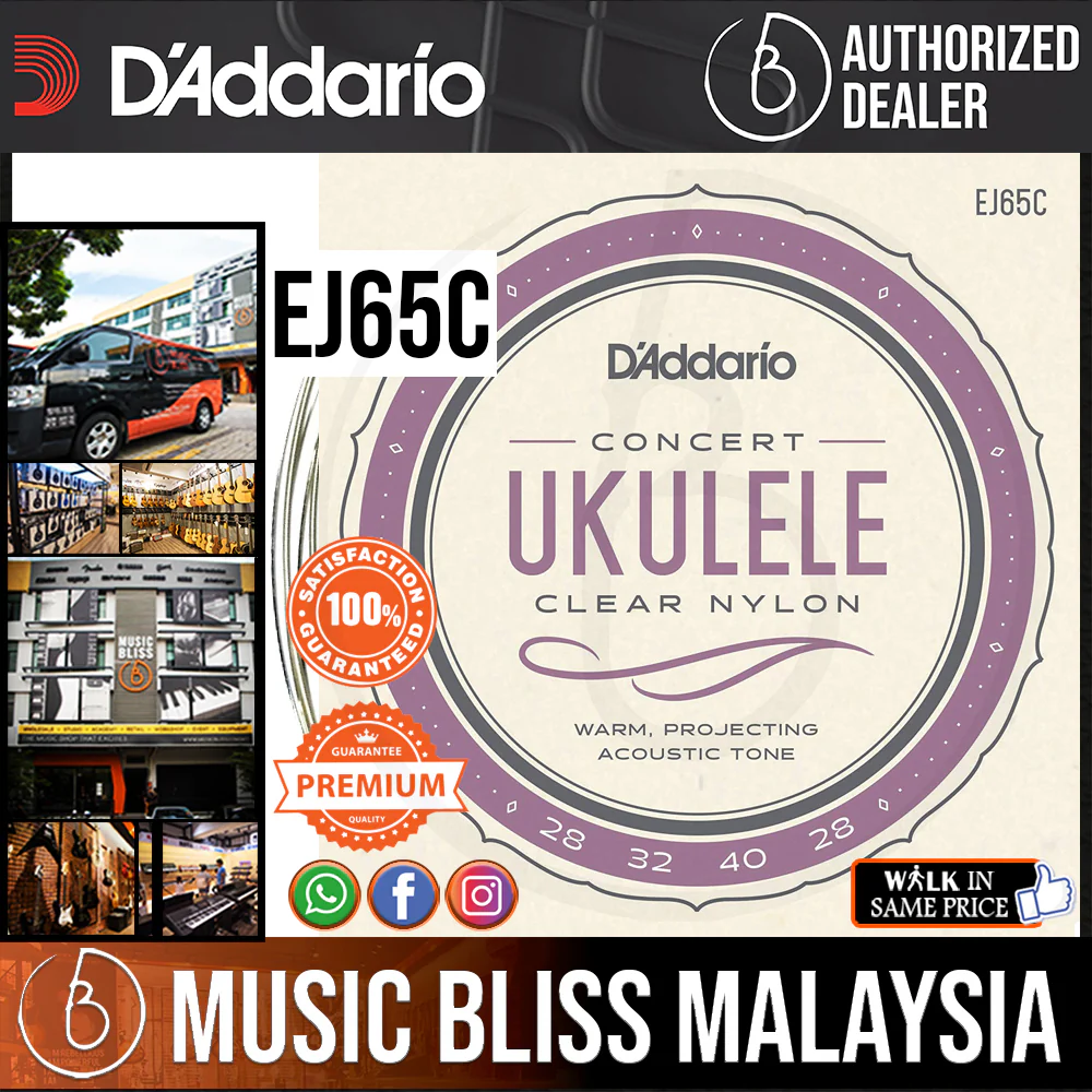 D'Addario EJ65C Pro-Arté Custom Extruded Nylon Ukulele Strings, Concert
