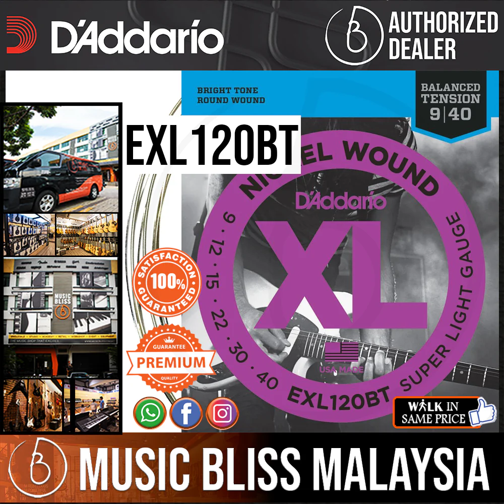 D'Addario EXL120BT Nickel Wound Electric Strings -.009-.040 Balanced Tension Super Light