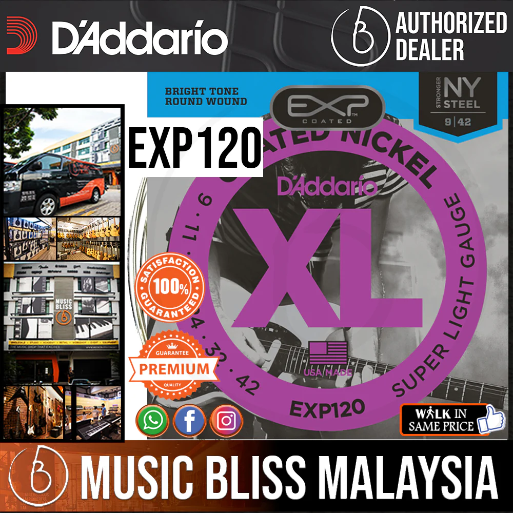 D'Addario EXP120 Coated Nickel Wound Strings -.009-.042 Super Light