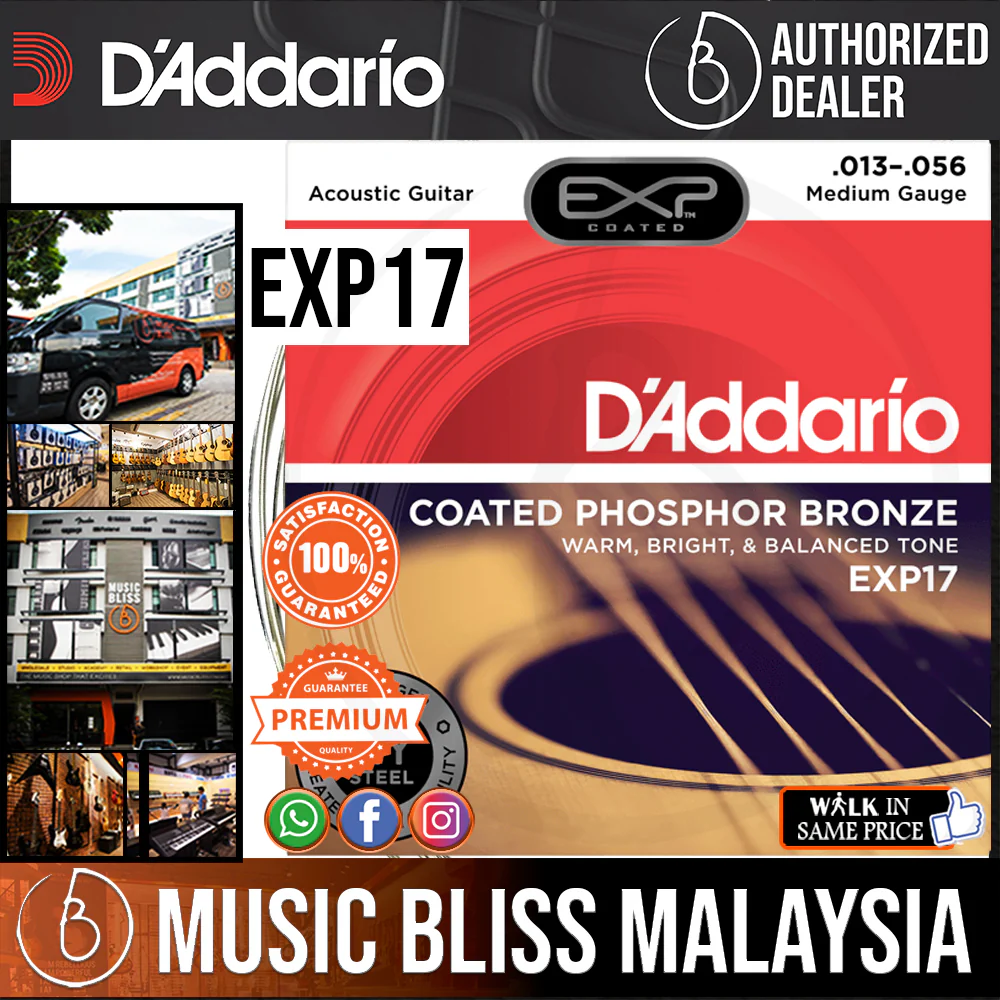 D'Addario EXP17 Coated Phosphor Bronze Medium Acoustic Strings
