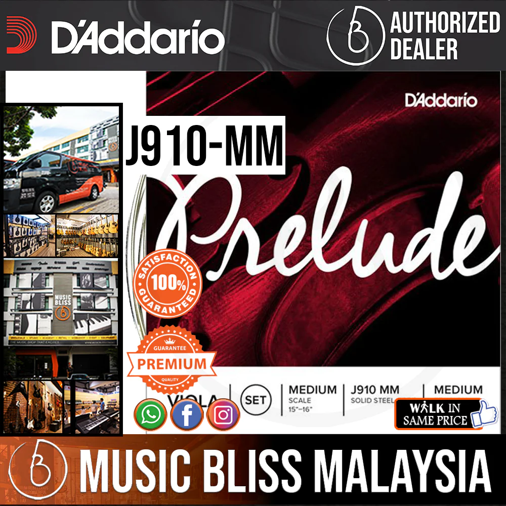 D'Addario J910-MM Prelude Viola String Set, Medium Scale, Medium Tension