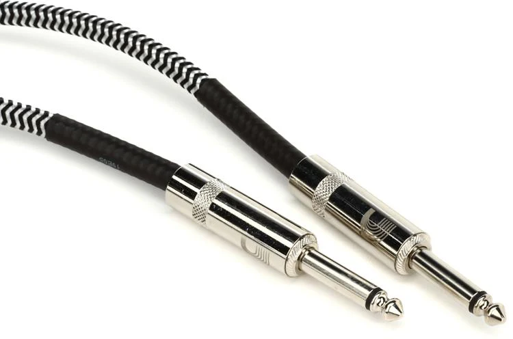 D'Addario PW-BG-10BG Braided Straight to Straight Instrument Cable - 10 foot Grey - Image 3