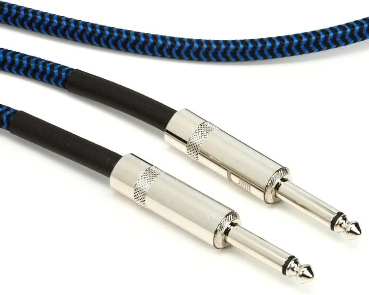D'Addario PW-BG-15BU Braided Instrument Cable - 15 feet Blue - Image 2