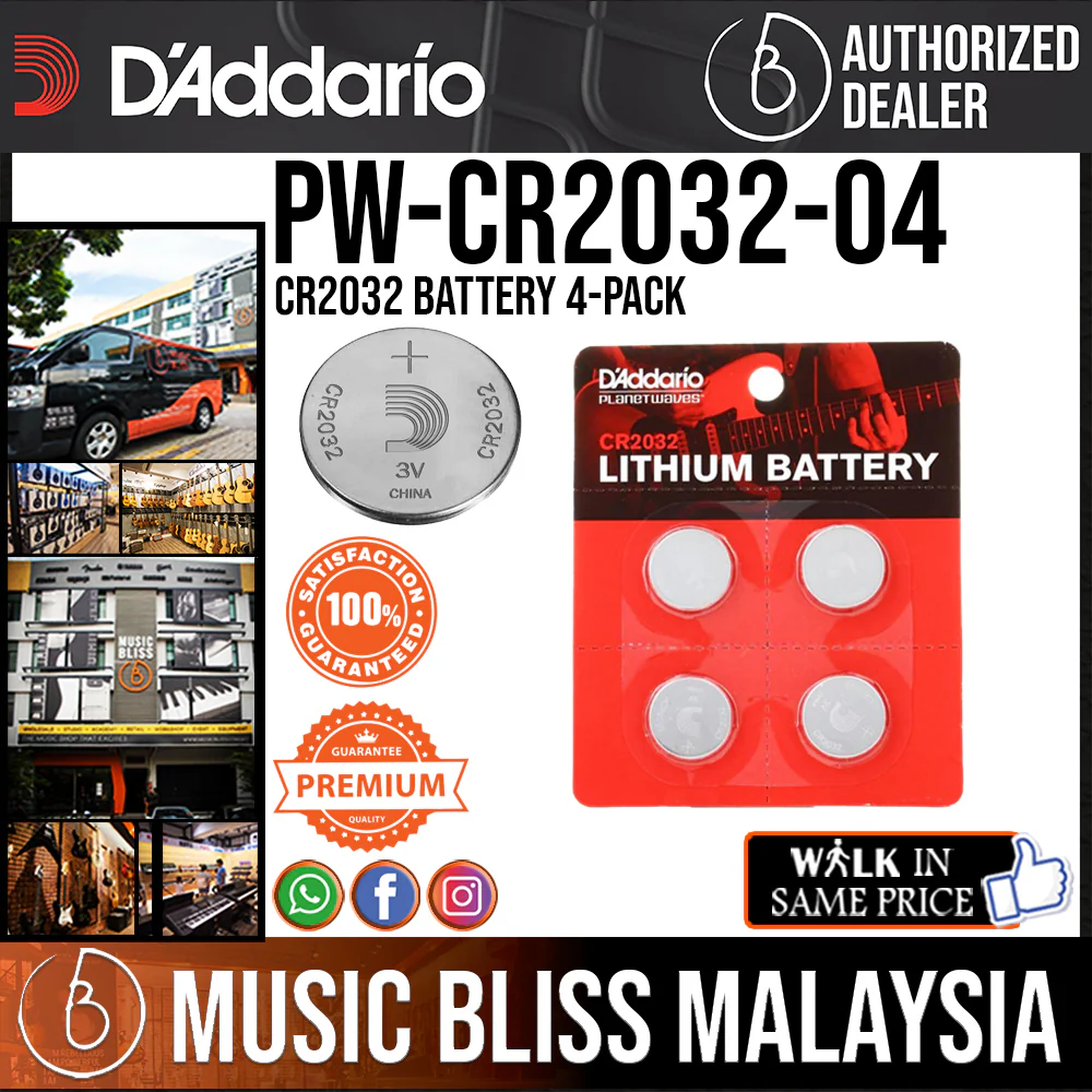 D'Addario PW-CR2032-04 CR2032 Battery 4-pack