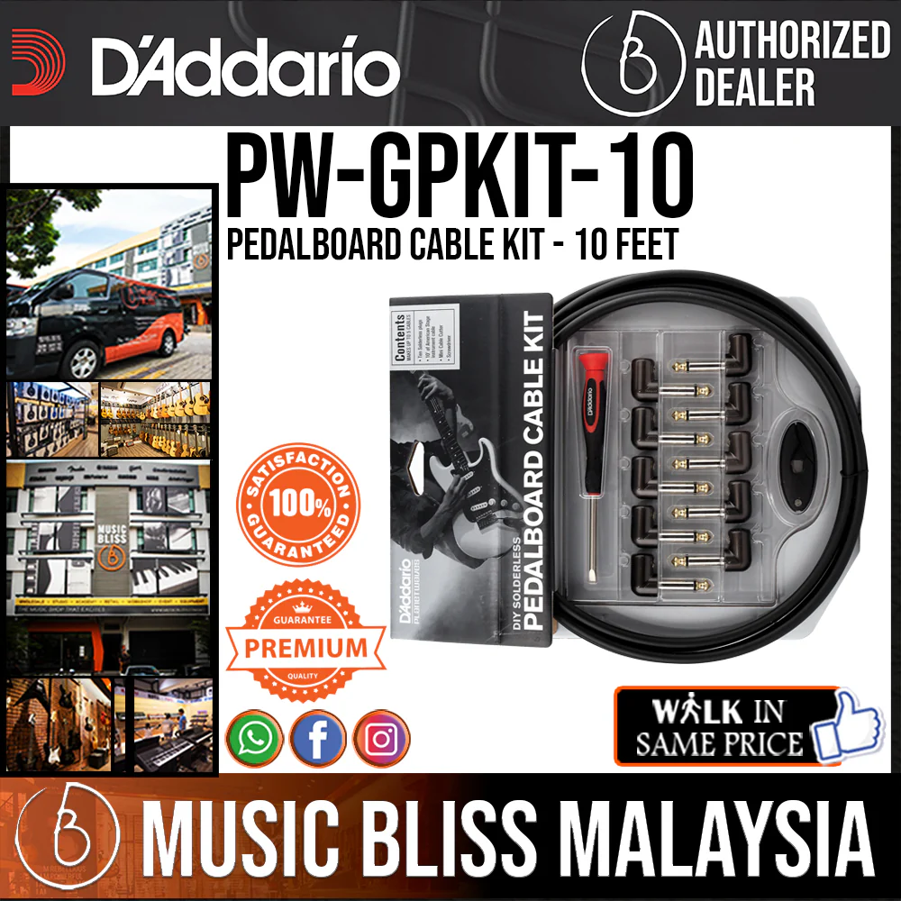 D'Addario PW-GPKIT-10 Pedalboard Cable Kit, 10 feet