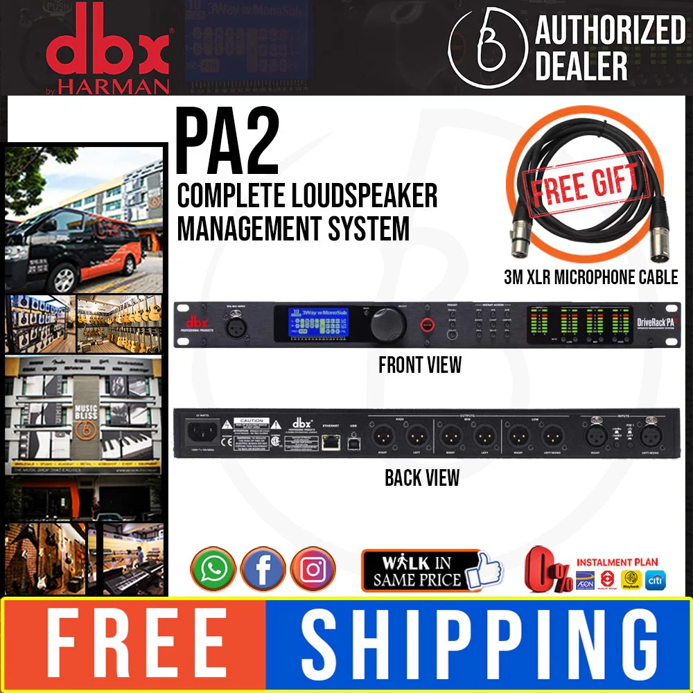 Dbx Driverack PA2 Complete Loudspeaker Management System with FREE XLR Microphone Cable