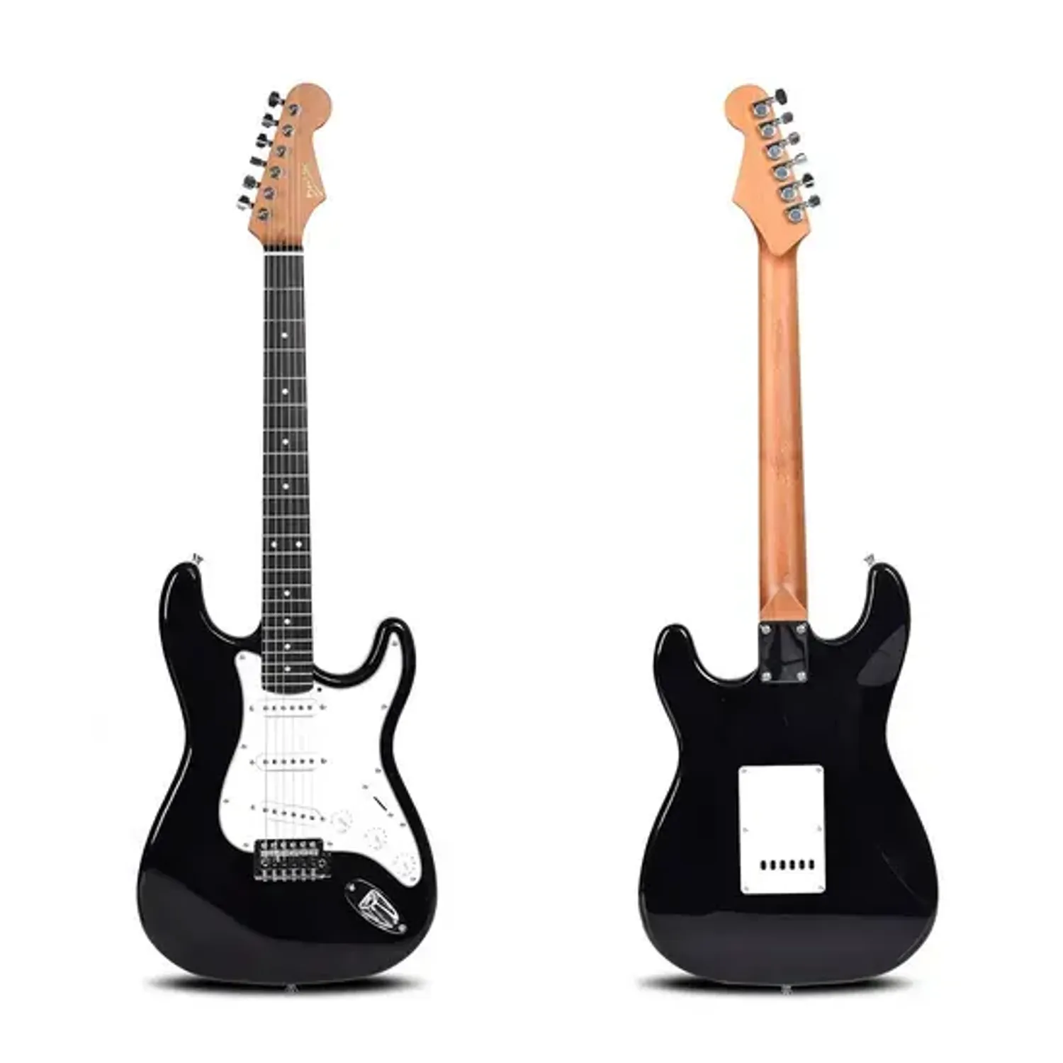 Deviser L-G2-BK Budget Beginner Electric Guitar β SSS Strat Style Black for Rock Kapak - Image 4