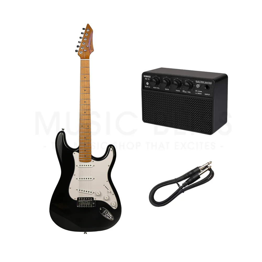 Deviser L-G2-BK Budget Beginner Electric Guitar β SSS Strat Style Black for Rock Kapak - Image 5