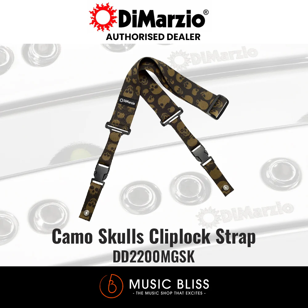 DiMarzio 2" ClipLock Guitar Strap - Camo Skulls Cordura DD2200MGSK