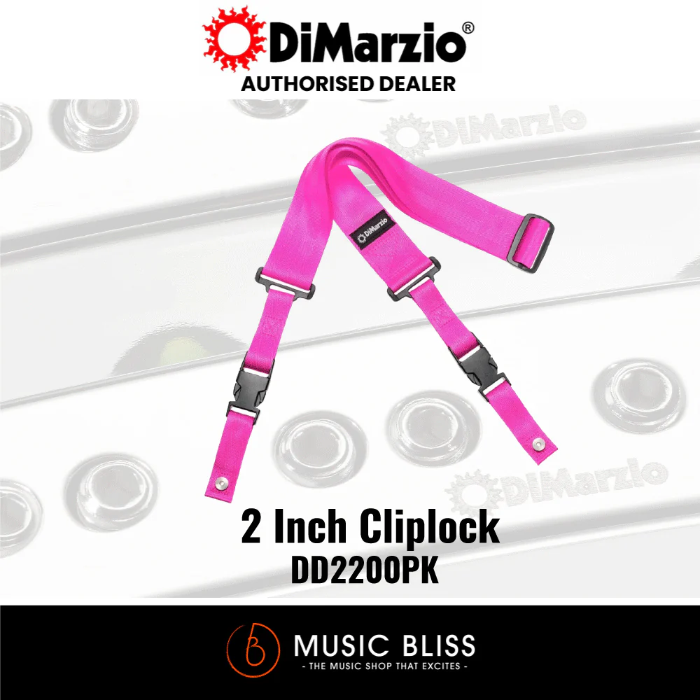 DiMarzio 2" ClipLock Guitar Strap - Pink Nylon DD2200PK (DD2200)
