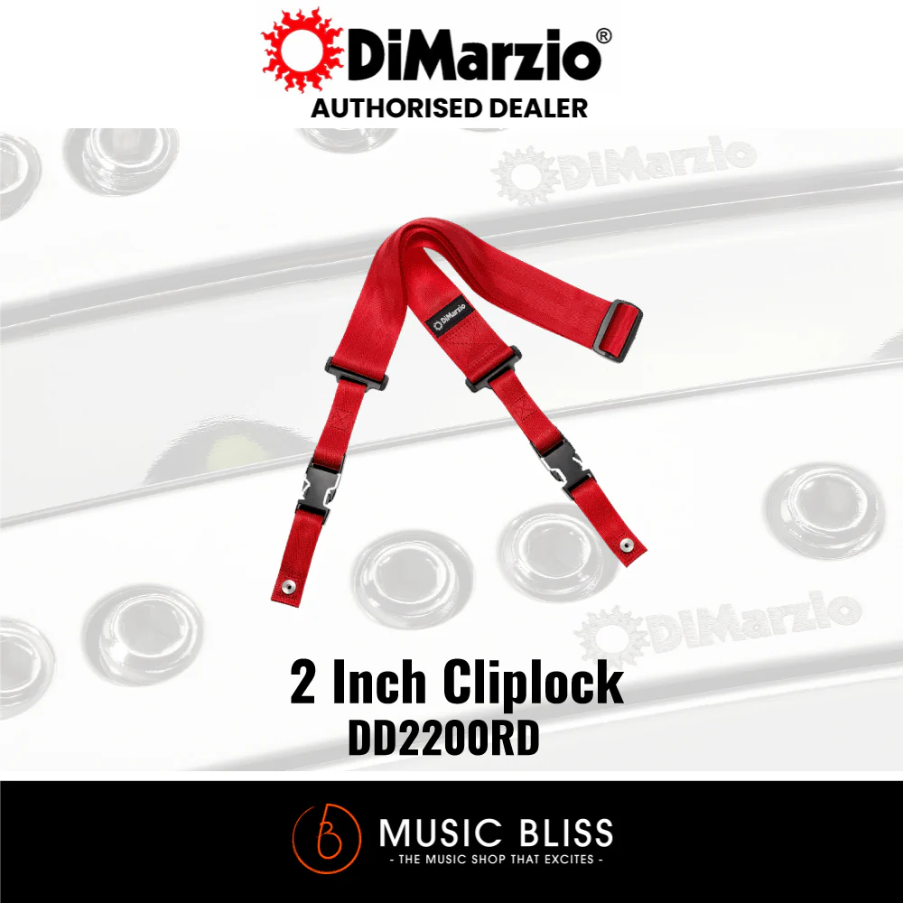 DiMarzio 2" ClipLock Guitar Strap - Red Nylon DD2200RD