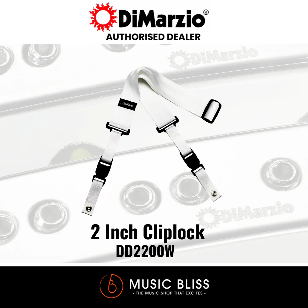 DiMarzio 2" ClipLock Guitar Strap - White Nylon DD2200W