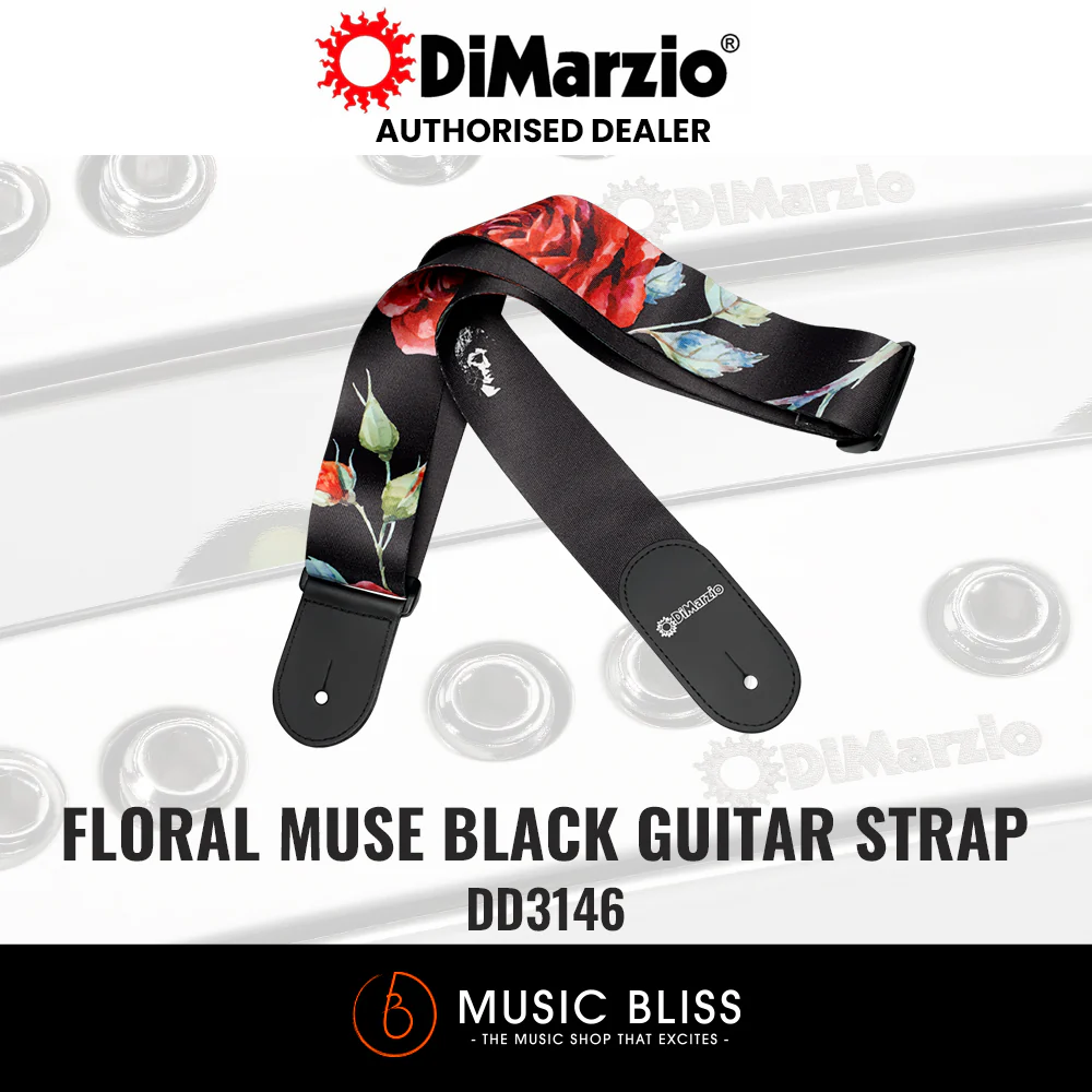 DiMarzio DD3146 2" Polyphia Microfiber Floral Muse Strap - Black