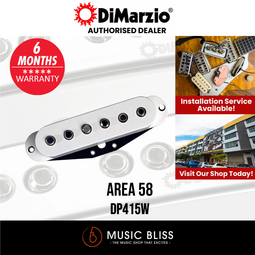 DiMarzio DP415W Area 58 Middle/Neck Single Coil Sized Humbucker Pickup - White