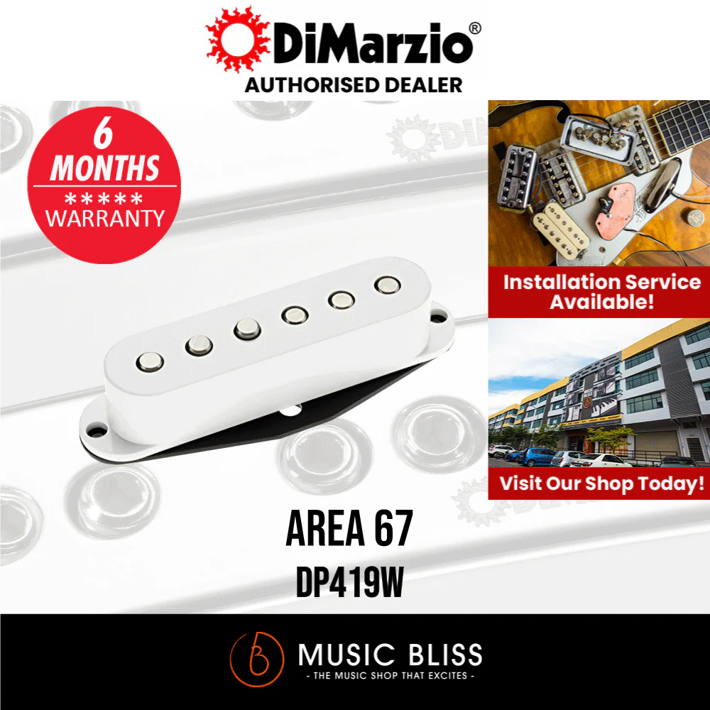DiMarzio DP419W Area 67 Neck/Middle Single Coil Sized Humbucker Pickup - White