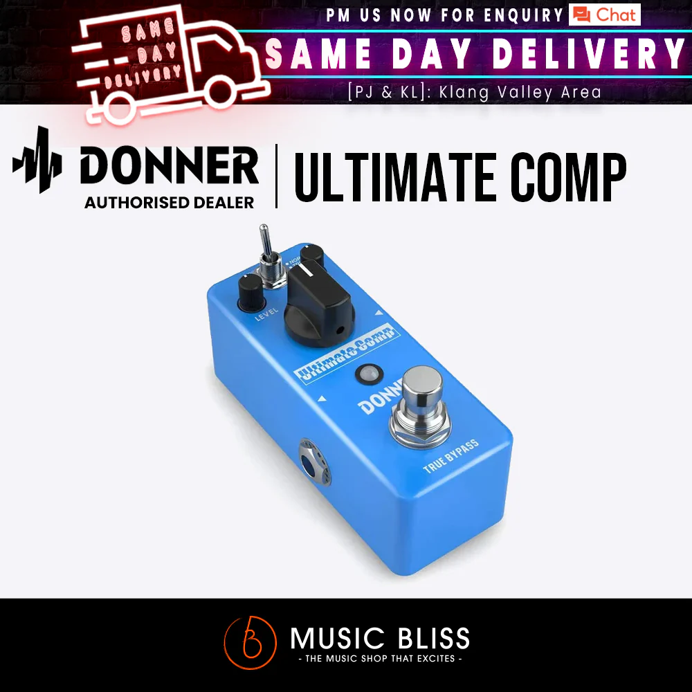 Donner Compressor Pedal, Ultimate Comp 2 Modes Compression Effect Pedal Pure Analog for Electric Guitar and Bass True Bypass
