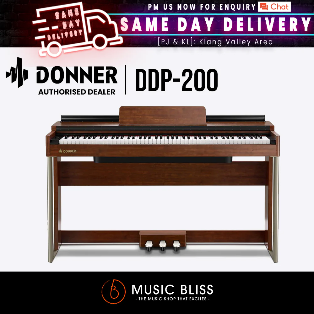 Donner DDP-200 Wooden 88-Key Dynamic Graded Hammer Action Weighted Upright Digital Piano