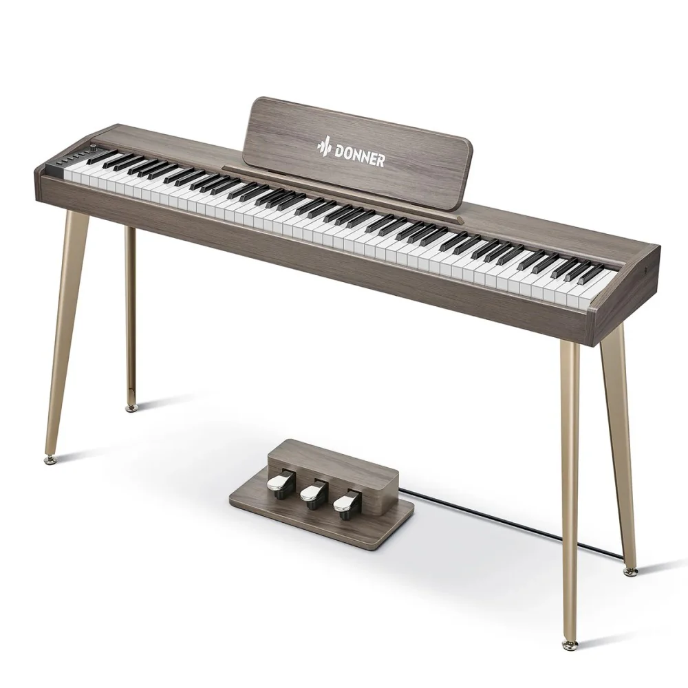 Donner DDP-60 88-Key Semi-Weighted Upright Digital Piano - Gray Brown - Image 2