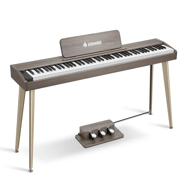 Donner DDP-60 88-Key Semi-Weighted Upright Digital Piano - Gray Brown - Image 3