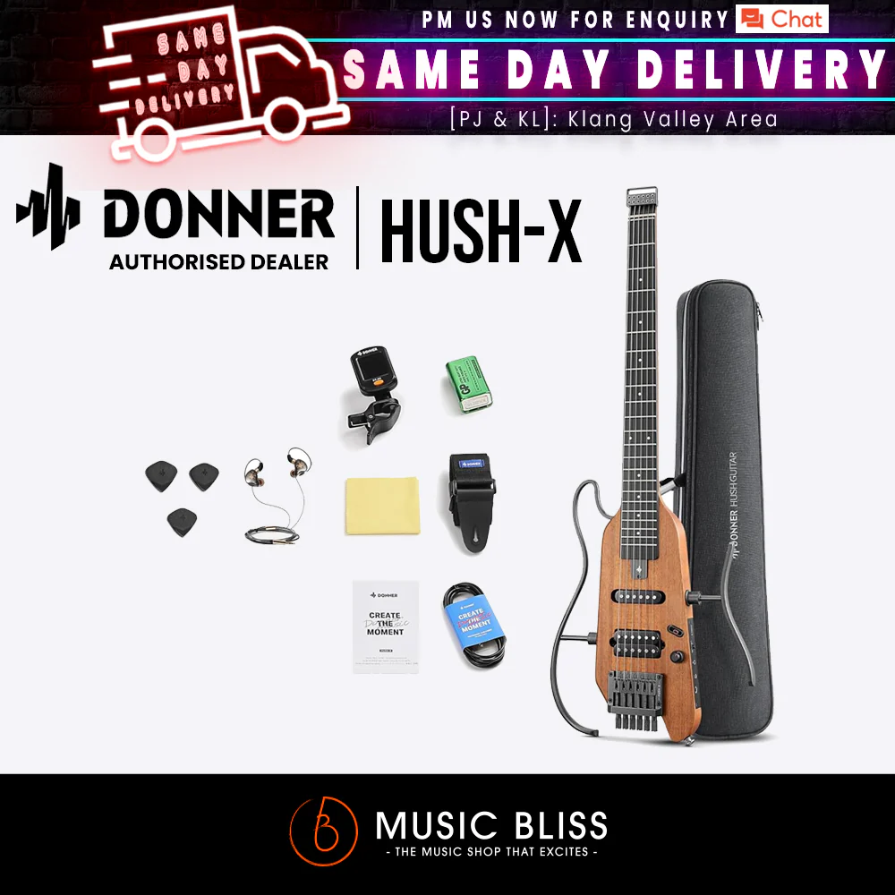 Donner HUSH-X Electric Guitar - Natural