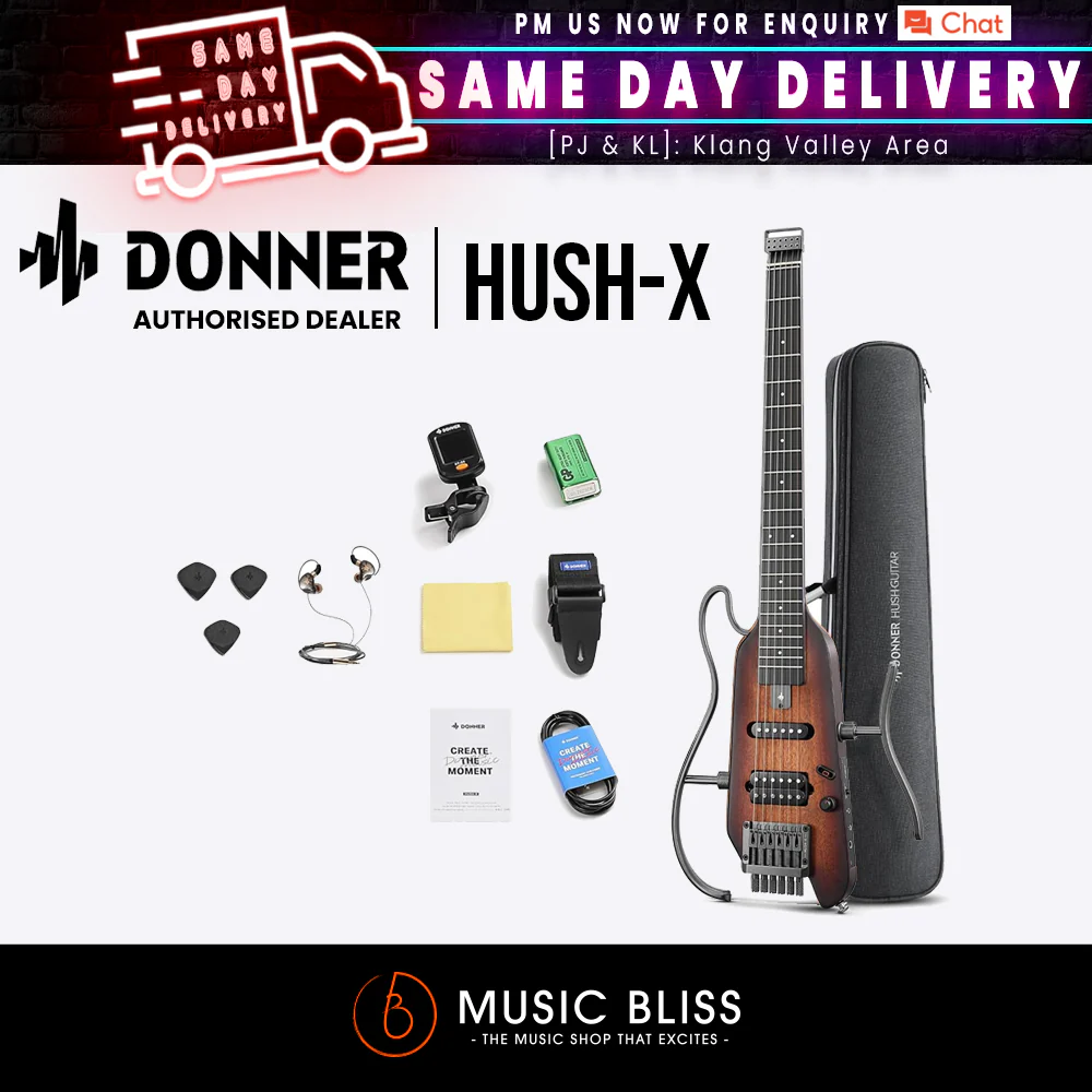 Donner HUSH-X Electric Guitar - Sunburst