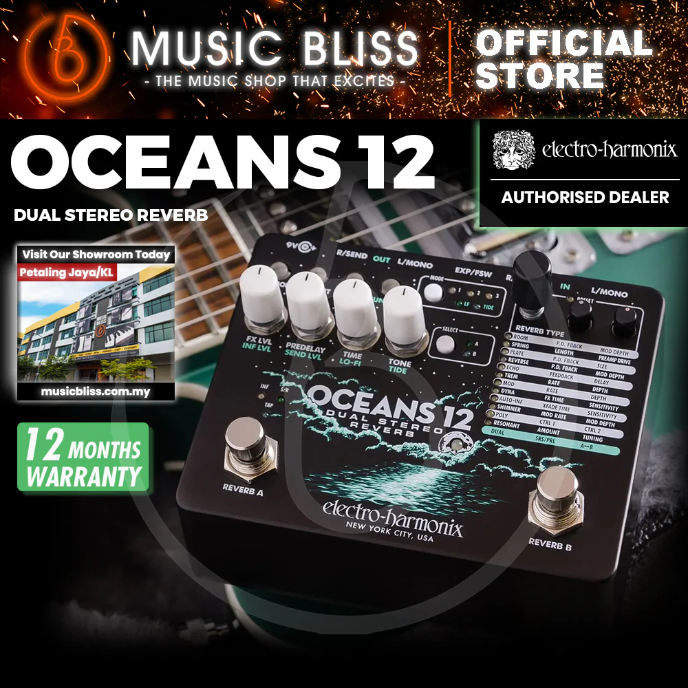 Electro Harmonix Oceans 12 Dual Stereo Reverb Pedal