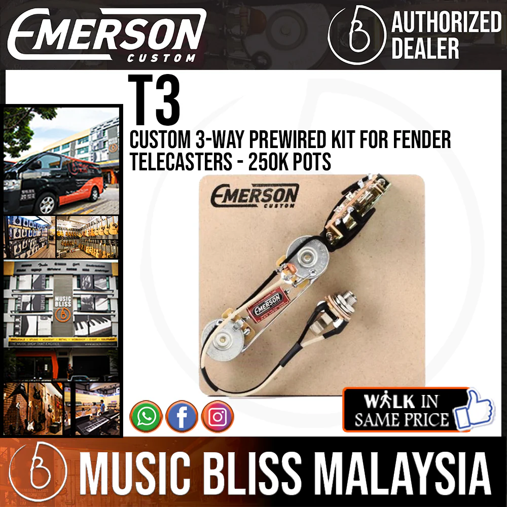 Emerson Custom 3-way Prewired Kit for Fender Telecasters - 250k Pots