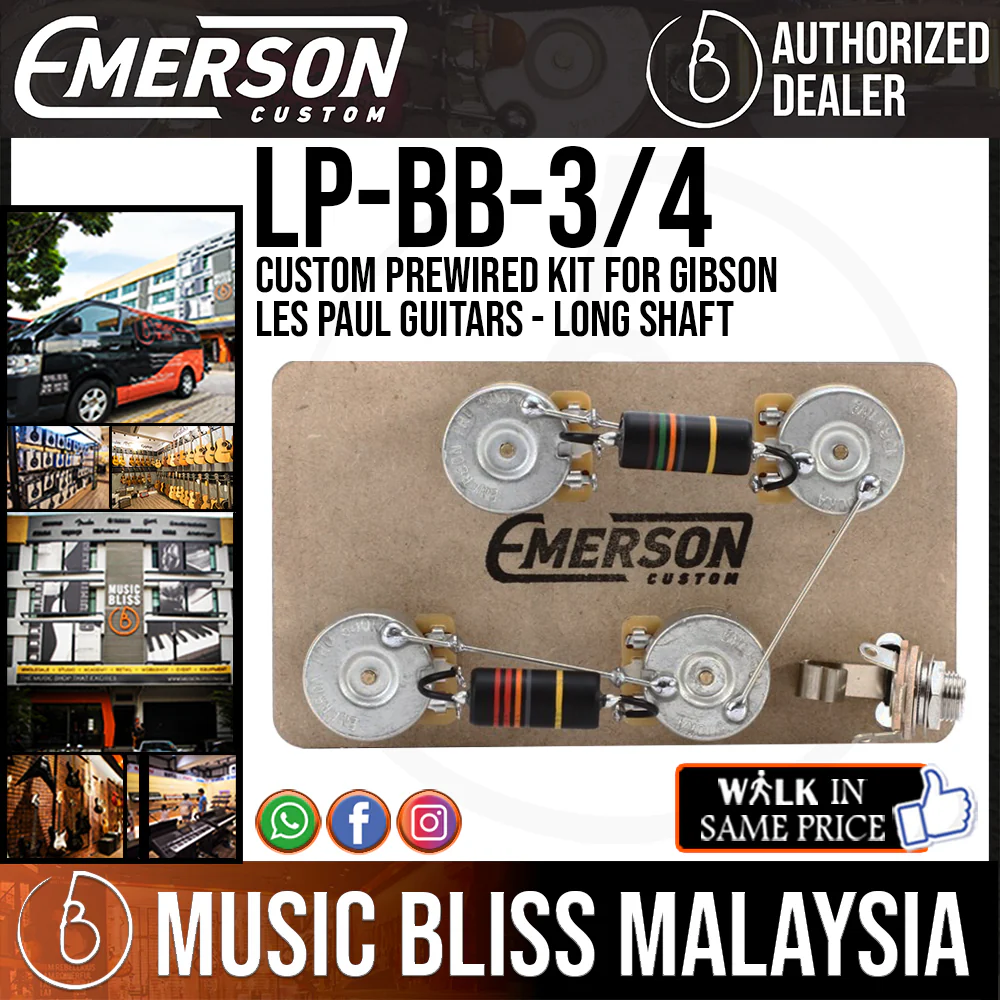 Emerson Custom Prewired Kit for Gibson Les Paul Guitars - Long Shaft