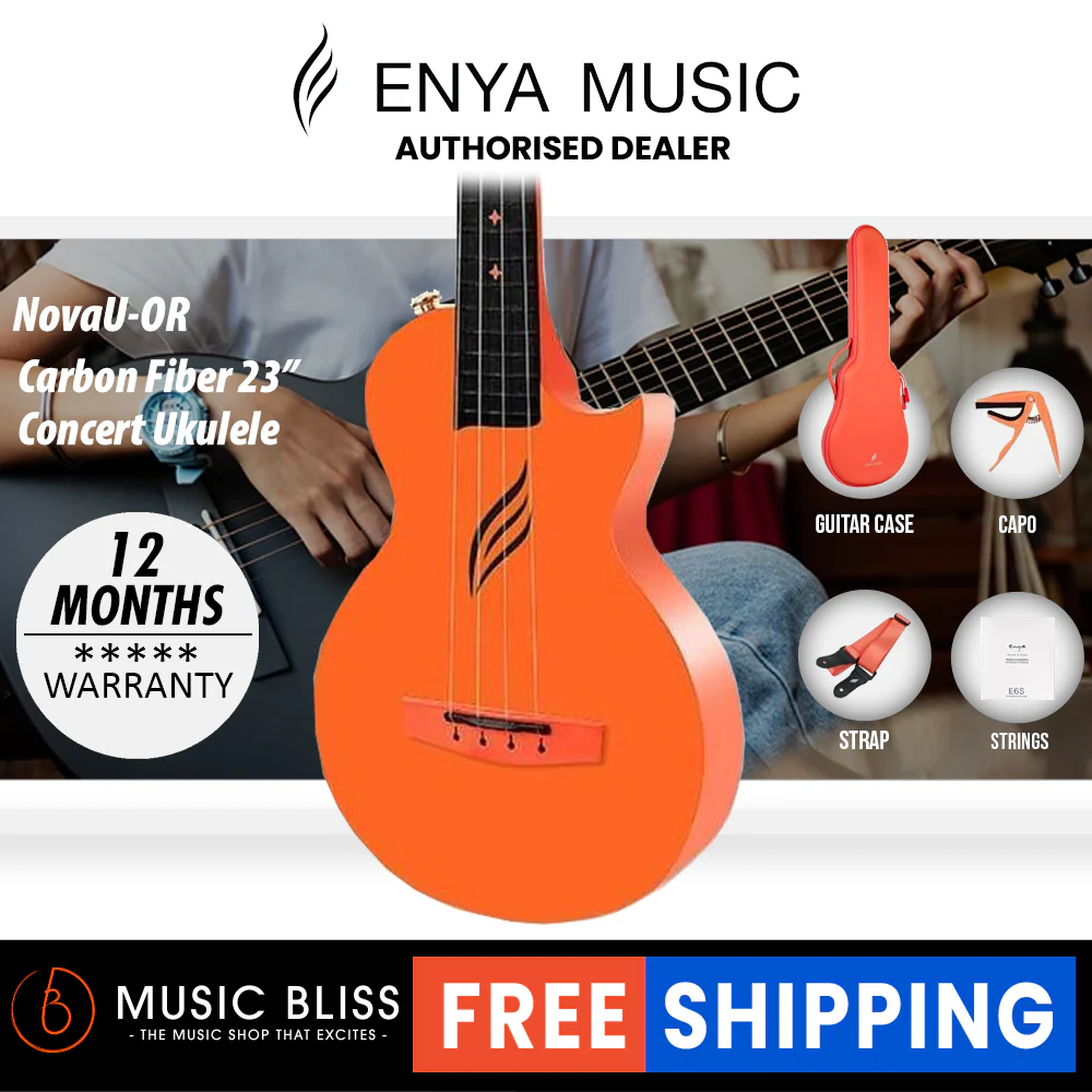 Enya Nova U Carbon Travel Concert Ukulele - Orange