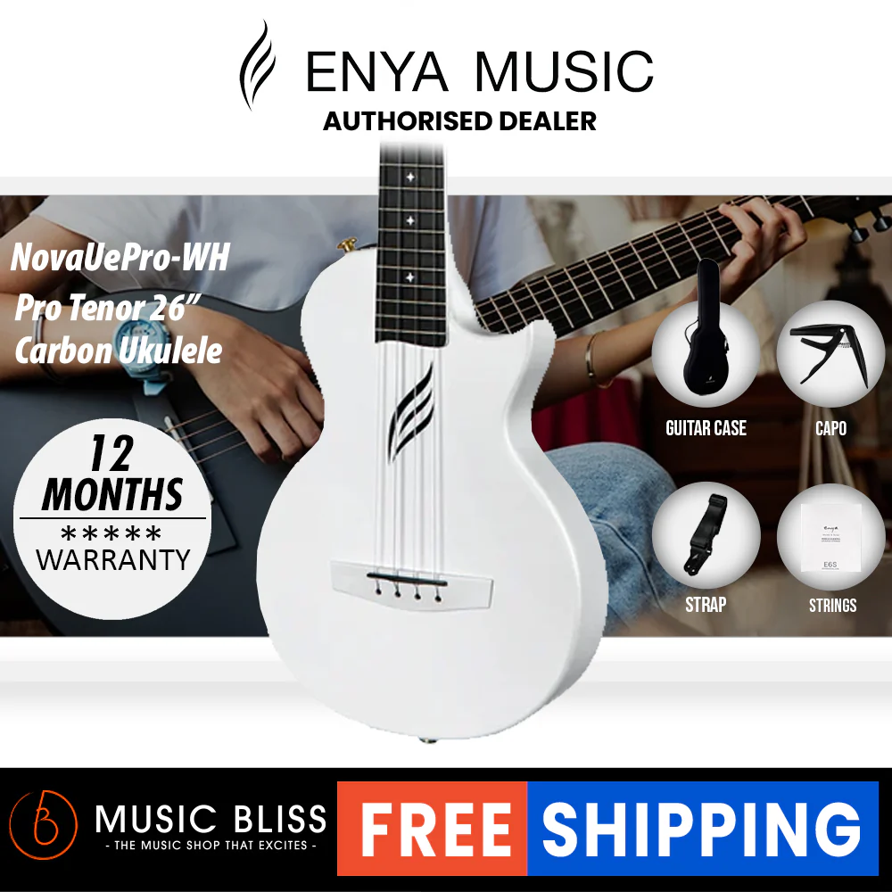 Enya Nova UE PRO Tenor Carbon Ukulele - White