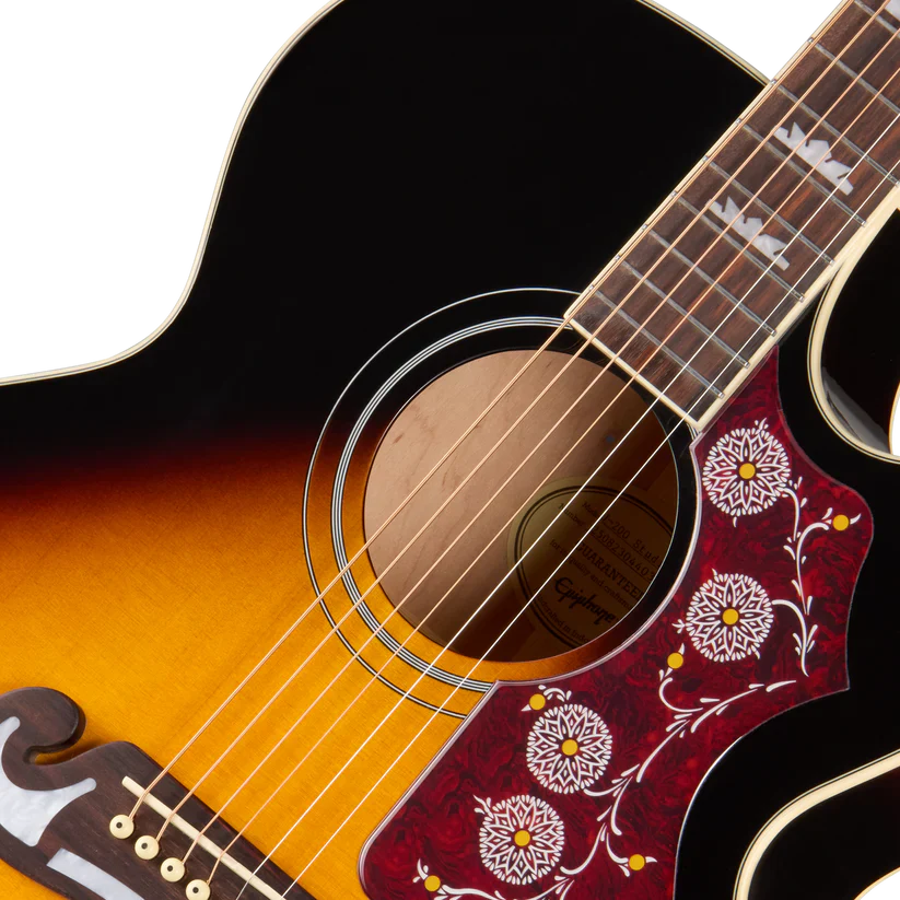 Epiphone J-200 Studio EC Acoustic-Electric Guitar - Vintage Sunburst - Image 4