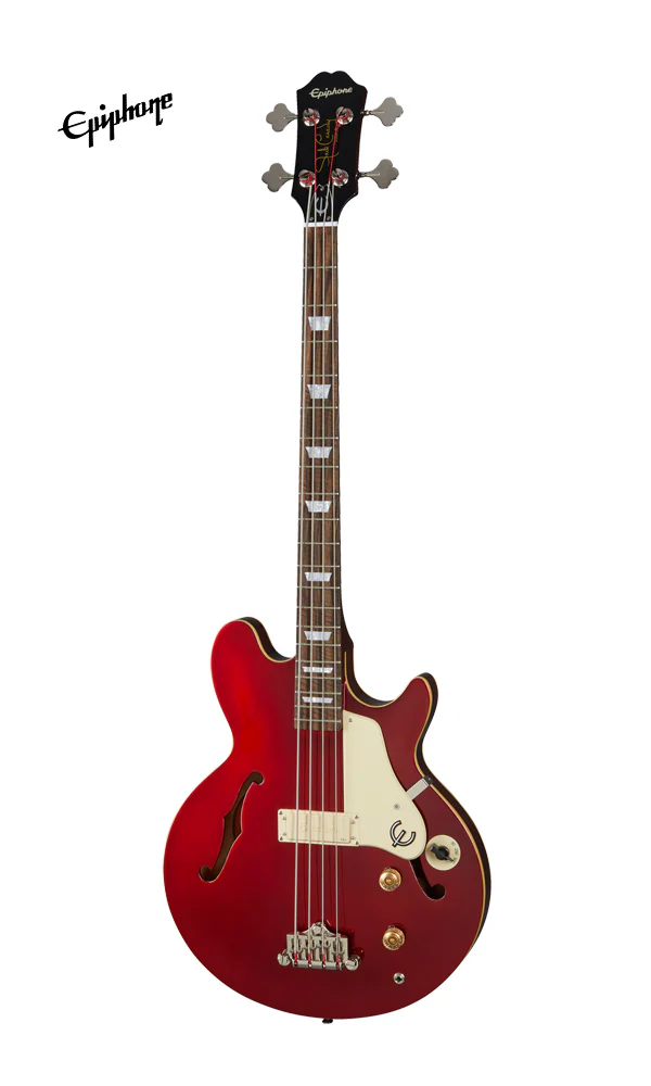 Epiphone Jack Casady Semi-Hollowbody Bass Guitar - Sparkling Burgundy - Image 2