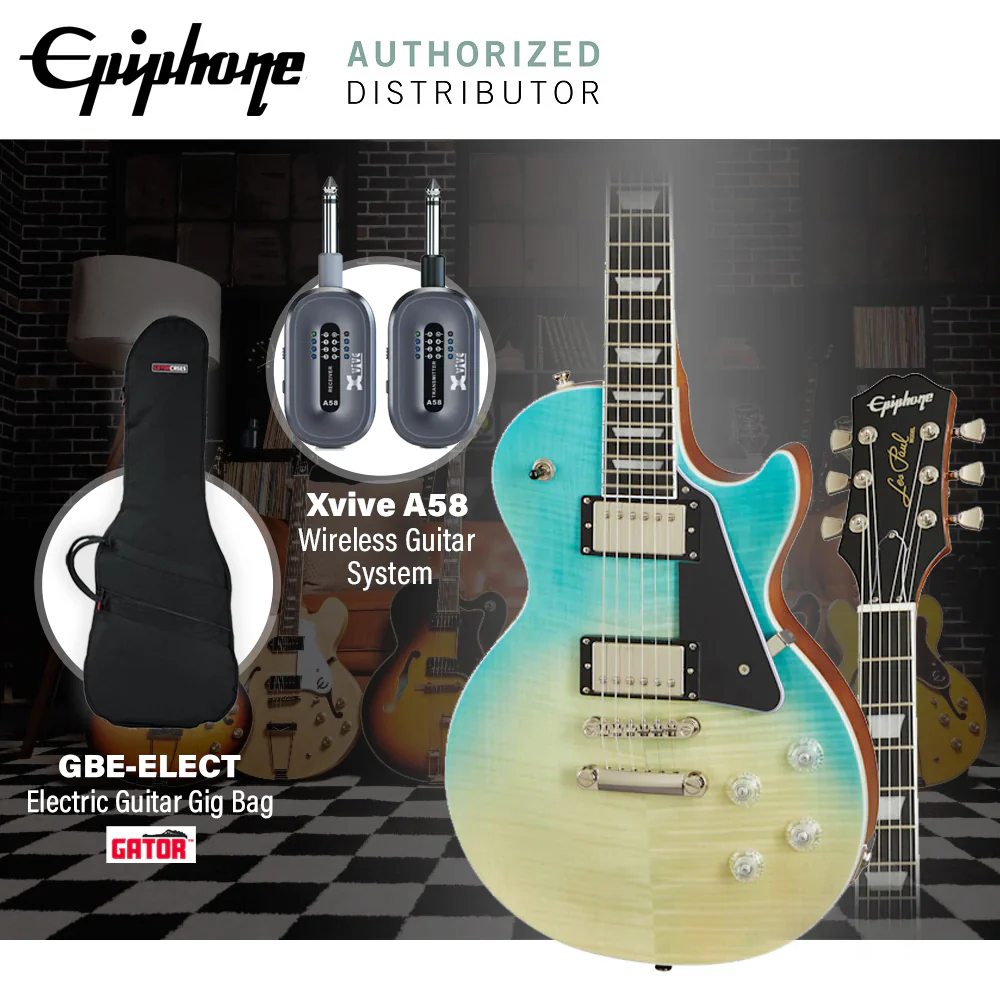 Epiphone Les Paul Modern Figured Electric Guitar - Caribbean Blue Fade - Image 3