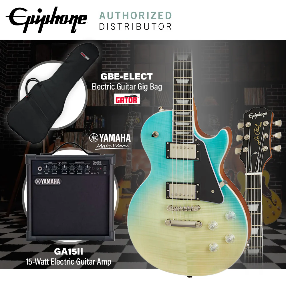 Epiphone Les Paul Modern Figured Electric Guitar - Caribbean Blue Fade - Image 4