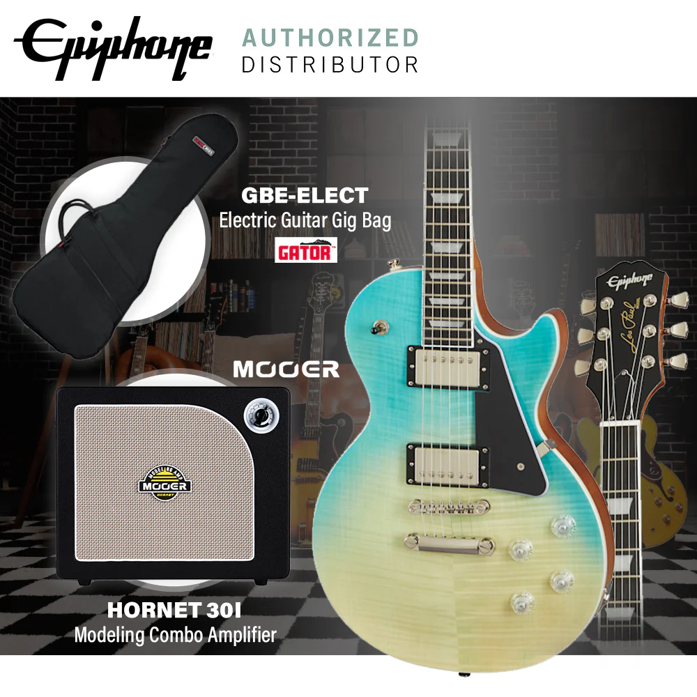 Epiphone Les Paul Modern Figured Electric Guitar - Caribbean Blue Fade - Image 5