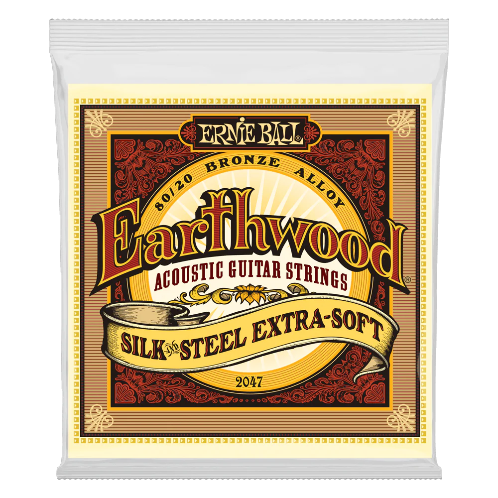 Ernie Ball 2047 Earthwood Silk & Steel Ultra Light+ 80/20 Bronze Acoustic (10-50) - Image 2