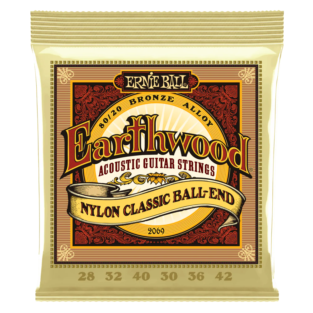Ernie Ball 2069 Earthwood 80/20 Bronze Folk Nylon Ball End Acoustic Guitar Strings (28-42) - Image 2