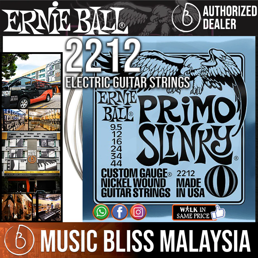Ernie Ball 2212 Slinky Nickel Wound Electric Guitar Strings - Primo Slinky [9.5-44]