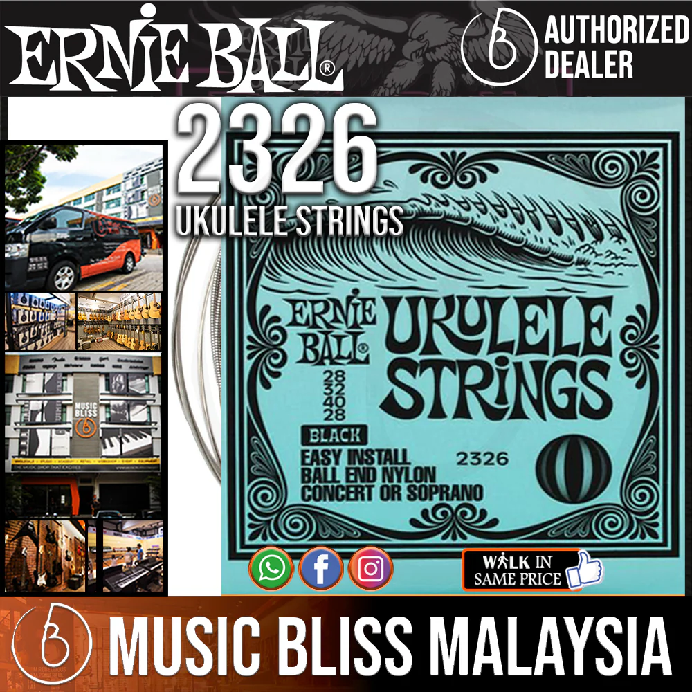 Ernie Ball 2326 Concert/Soprano Nylon Ball End Ukulele Strings - Black