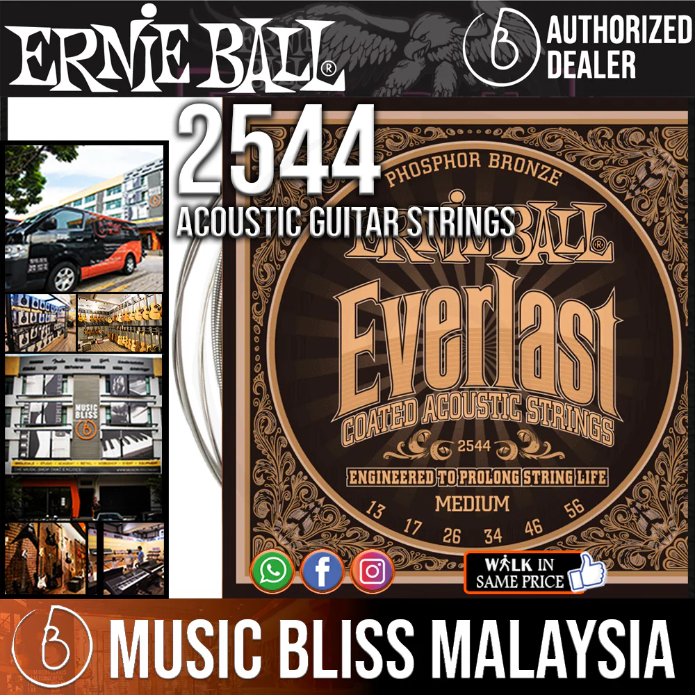 Ernie Ball 2544 Medium Everlast Coated Phosphor Bronze Acoustic Strings (13-56)