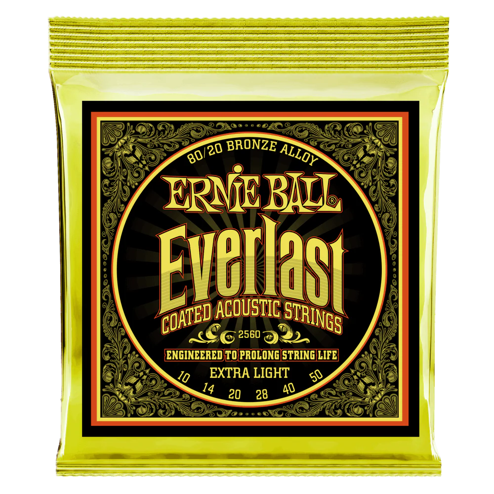 Ernie Ball 2560 Extra Light Everlast Coated 80/20 Bronze Acoustic Strings (10-50) - Image 2