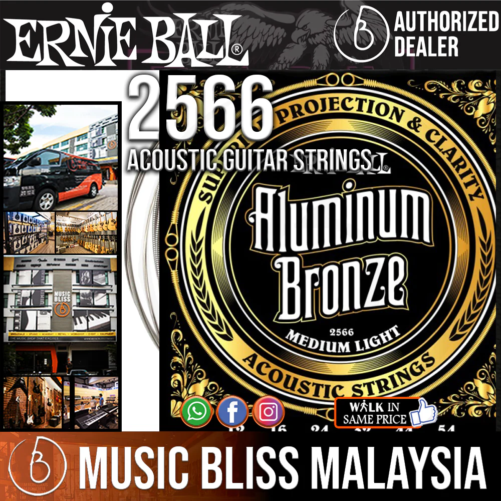 Ernie Ball 2566 Medium Light Aluminum Bronze Acoustic Strings (12-54)