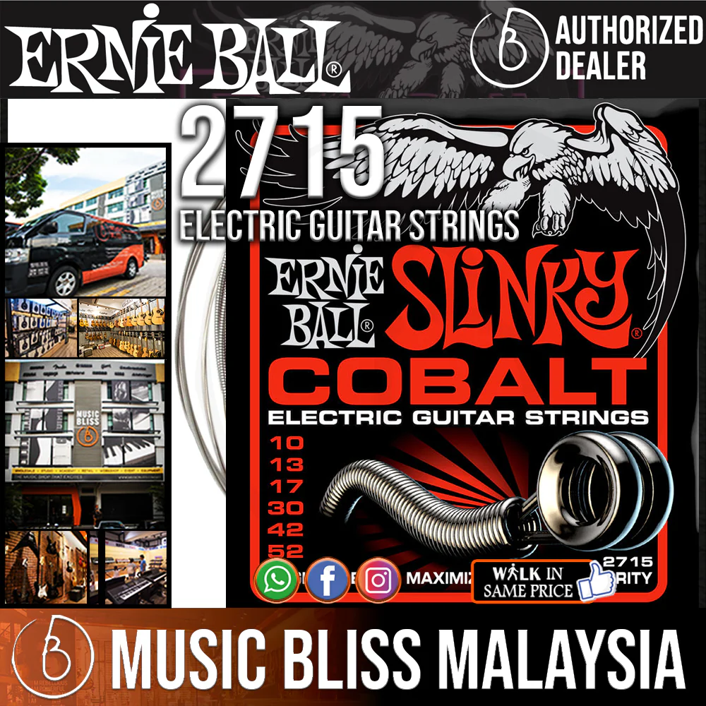 Ernie Ball 2715 Skinny Top/Heavy Bottom Slinky Cobalt Electric Guitar Strings (10-52)