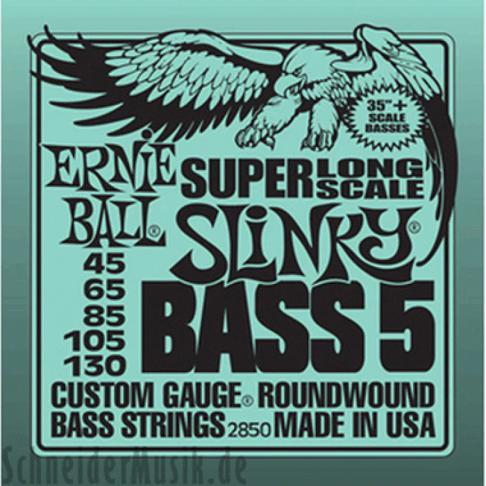 Ernie Ball 2850 5-string Super Long Scale Slinky Nickel Wound Electric Bass Strings (45-130) - Image 2