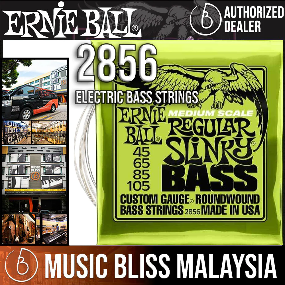 Ernie Ball 2856 Regular Slinky Nickel Wound Electric Bass Guitar Strings .045-.105 Medium Scale