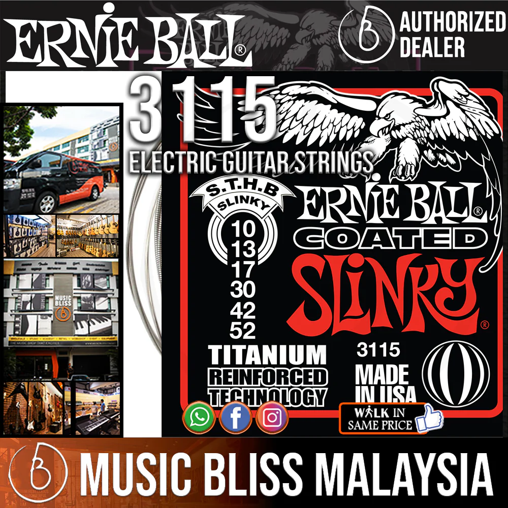 Ernie Ball 3115 Skinny Top Heavy Bottom Slinky Coated Titanium RPS Electric Guitar Strings (10-52)