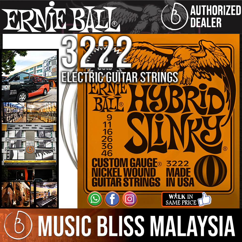 Ernie Ball 3222 Hybrid Slinky Nickel Wound Electric Guitar Strings - 3-Pack (9-46)