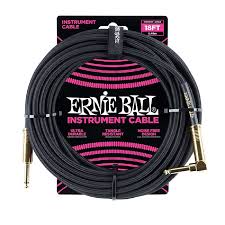 Ernie Ball 6086 18' Braided Straight / Angle Instrument Cable - Black - Image 2